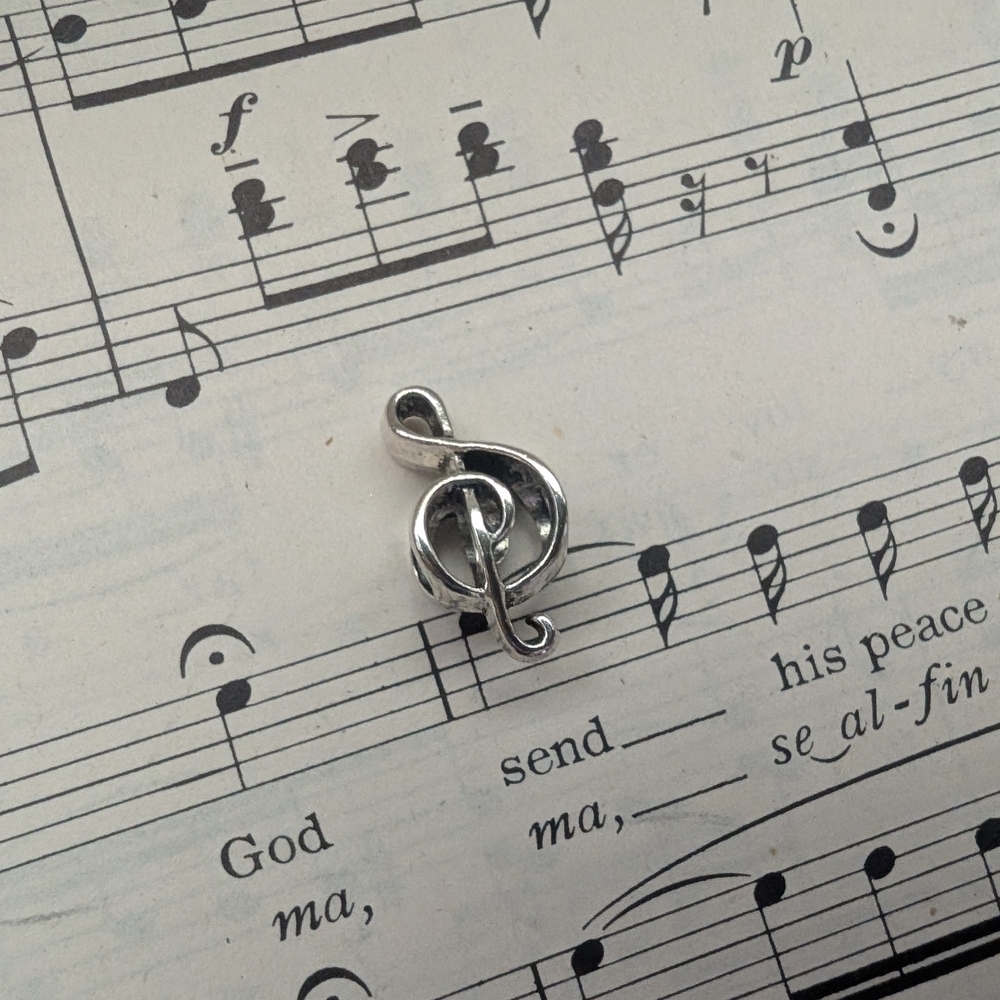 Silver Treble Clef Charm - Picture 5 of 7